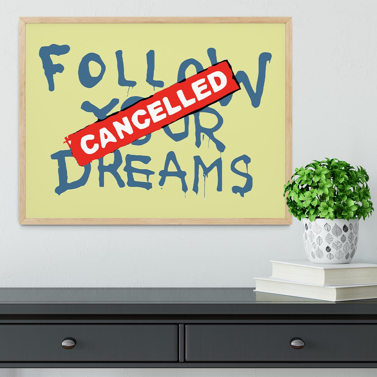 Banksy Follow Your Dreams Yellow Framed Print - Canvas Art Rocks - 4
