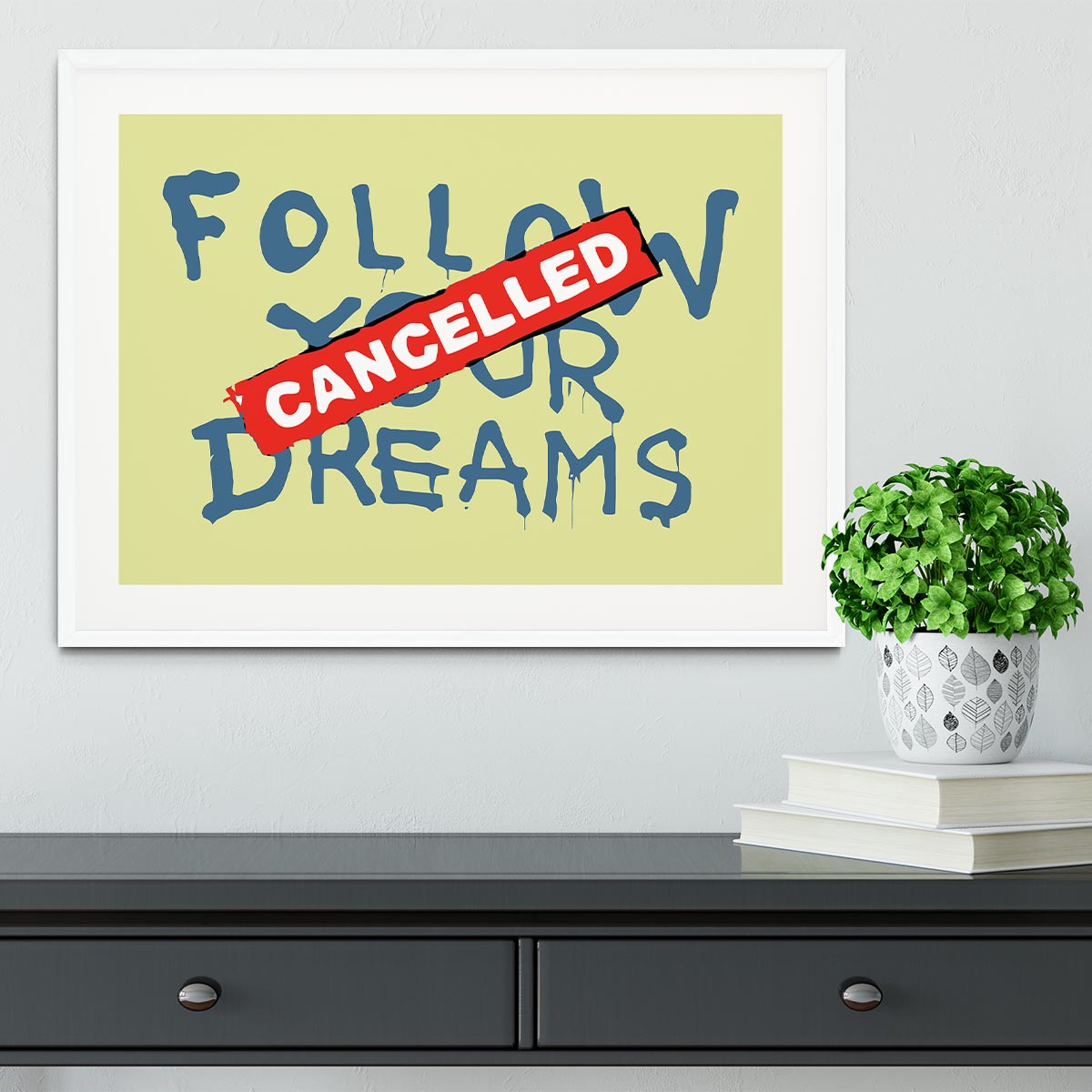 Banksy Follow Your Dreams Yellow Framed Print - Canvas Art Rocks - 5