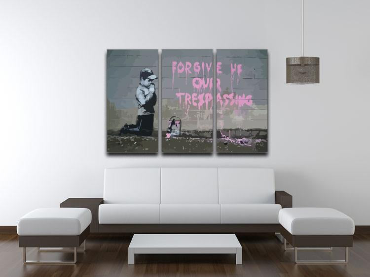 Banksy Forgive Us 3 Split Panel Canvas Print - Canvas Art Rocks