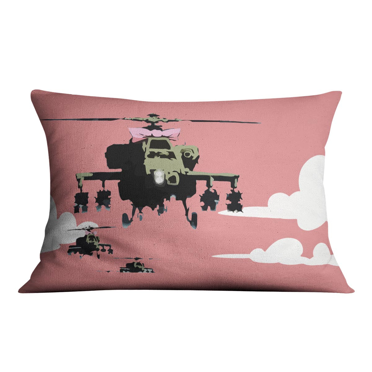 Banksy Friendly Helicopters Cushion - Canvas Art Rocks - 4