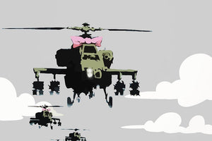 Banksy Friendly Helicopters Wall Mural Wallpaper - Canvas Art Rocks - 1