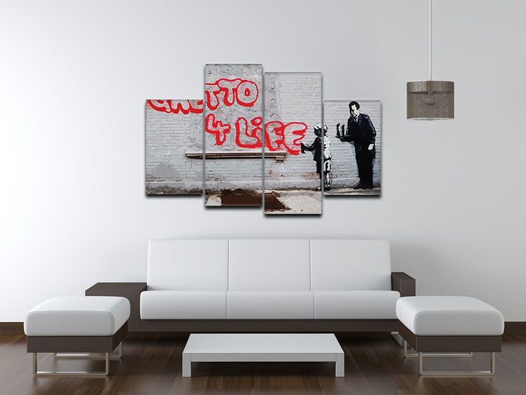 Banksy Ghetto For Life 4 Split Panel Canvas - Canvas Art Rocks - 3