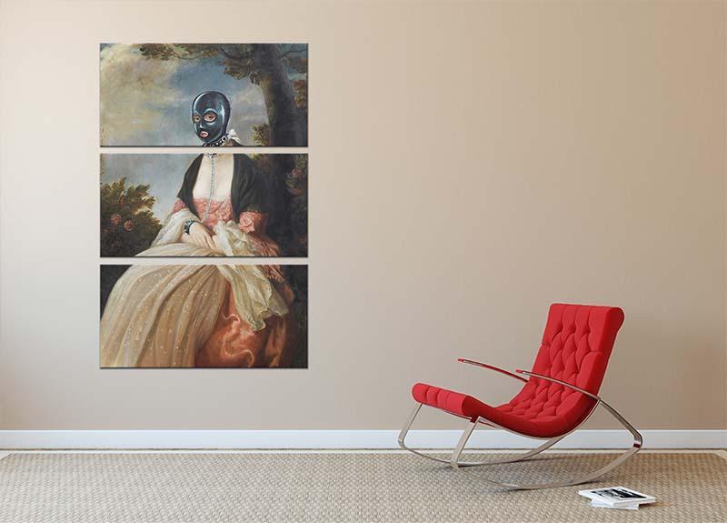 Banksy Gimp-Masked Woman 3 Split Panel Canvas Print - Canvas Art Rocks - 2