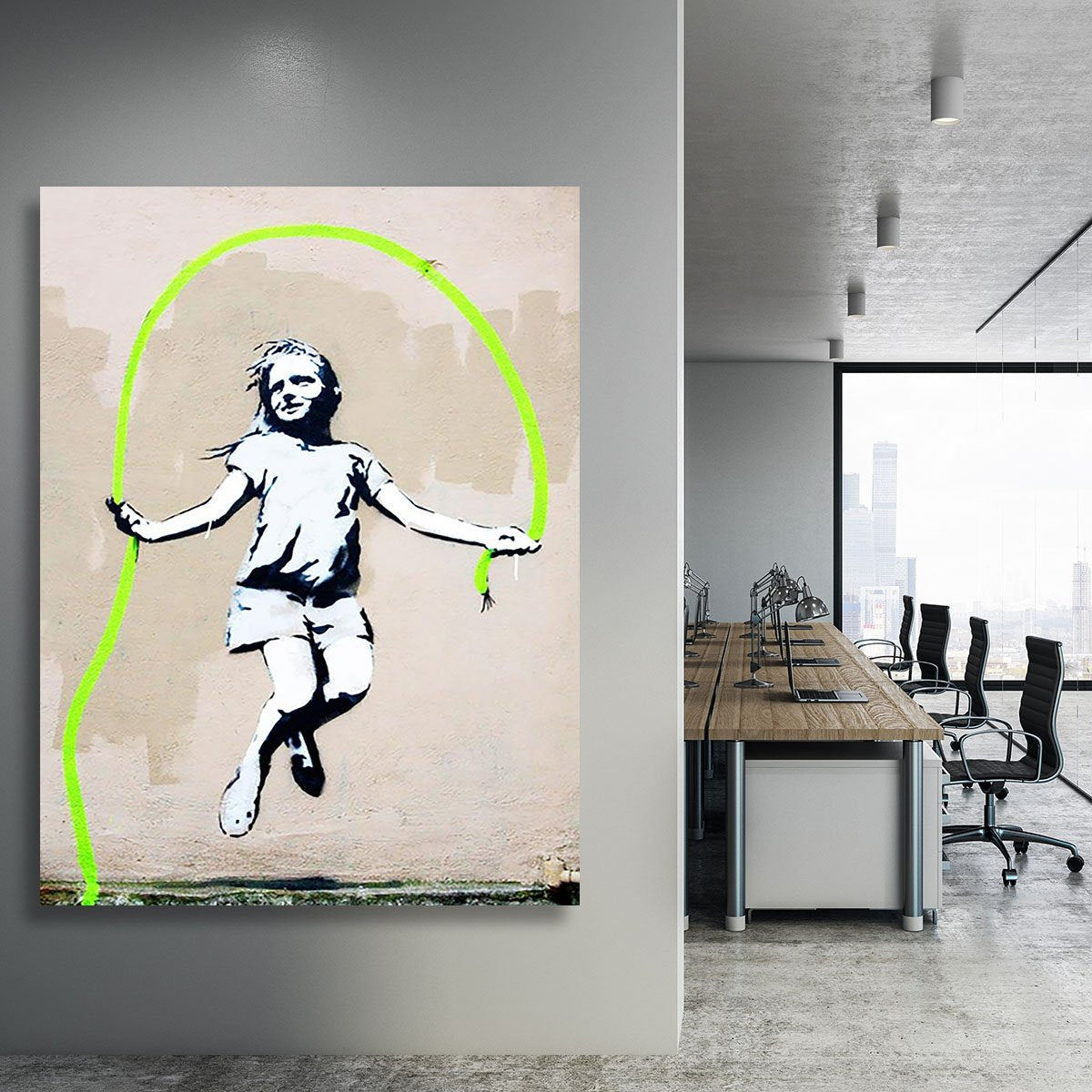 Banksy Girl With Skipping Rope Canvas Print or Poster
