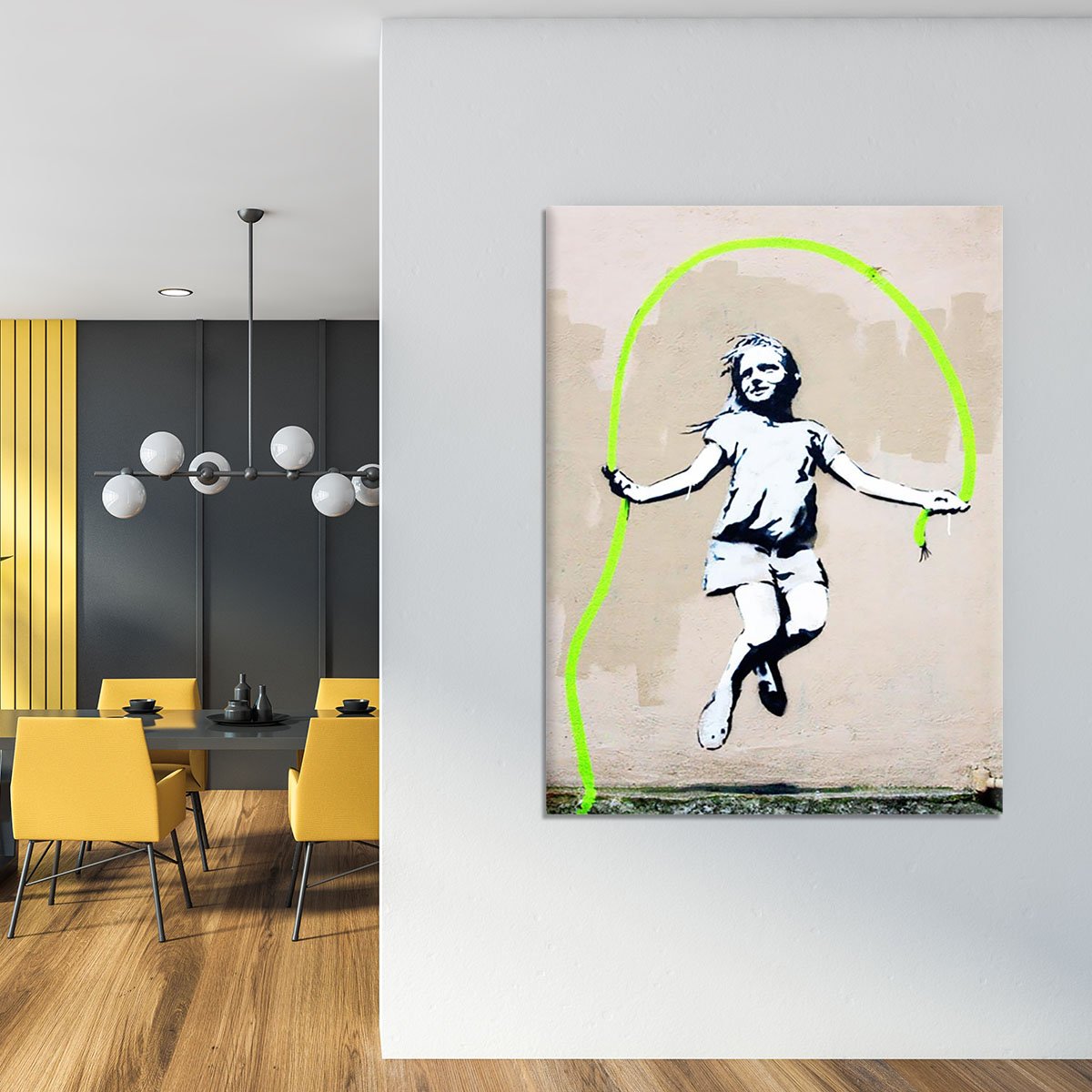 Banksy Girl With Skipping Rope Canvas Print or Poster