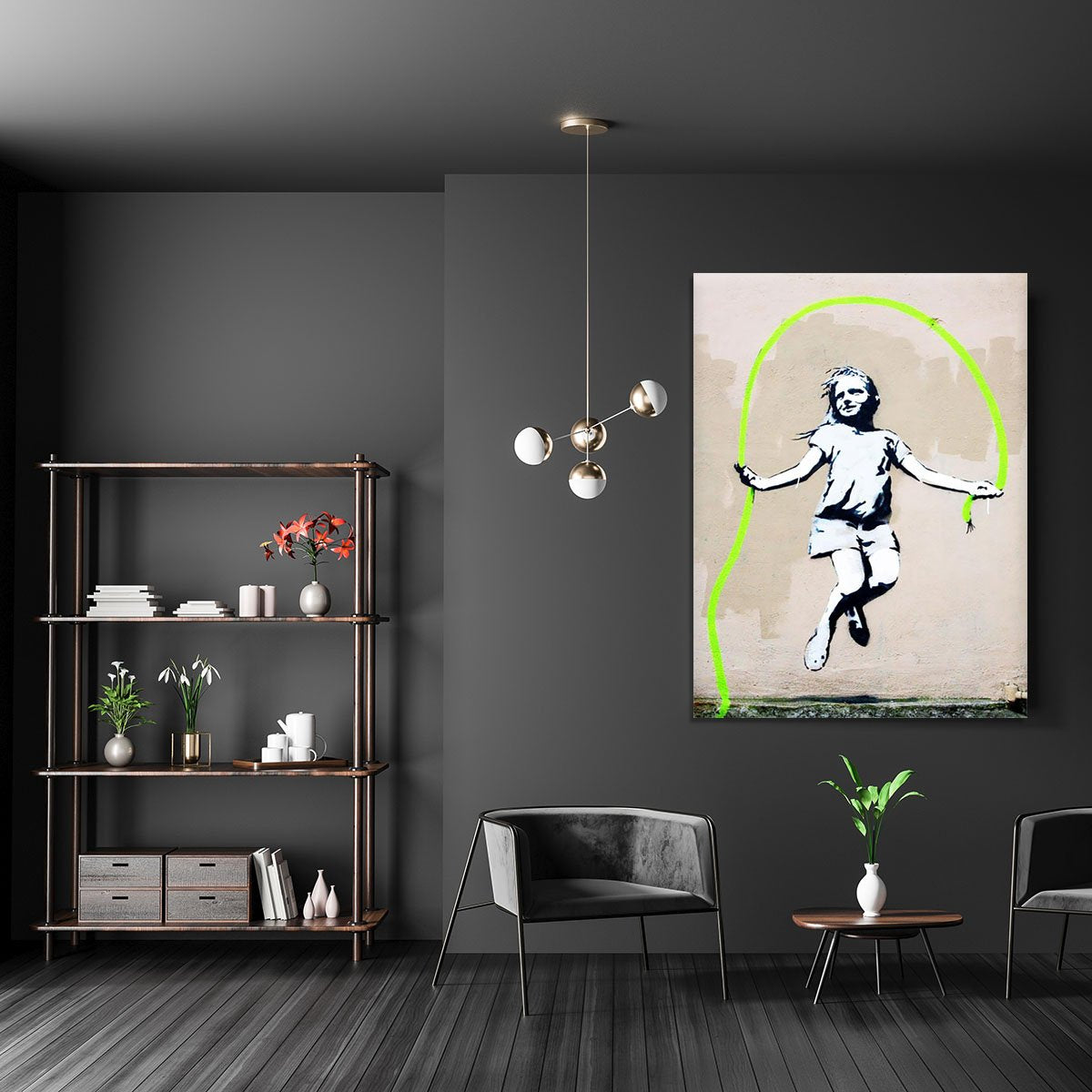Banksy Girl With Skipping Rope Canvas Print or Poster
