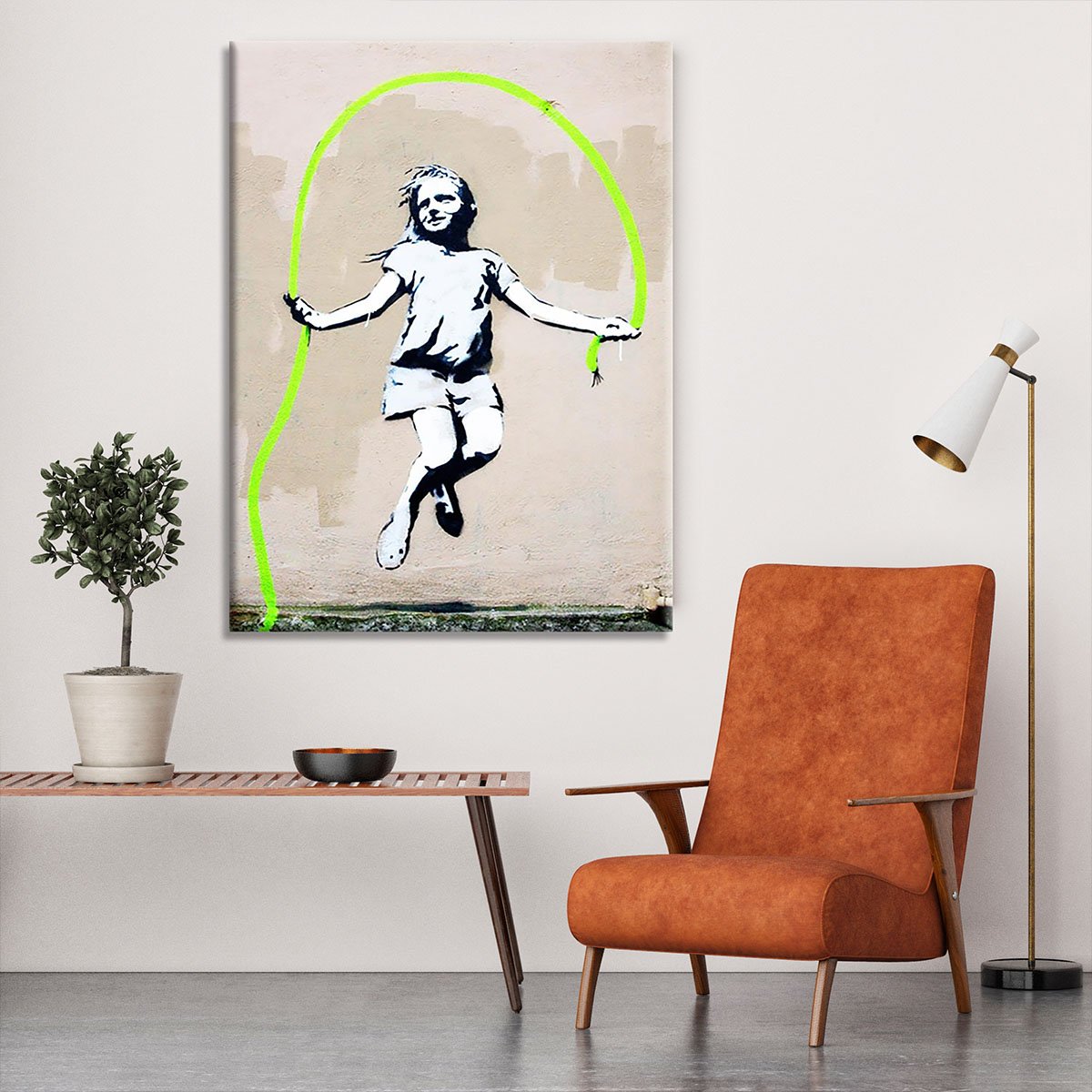 Banksy Girl With Skipping Rope Canvas Print or Poster