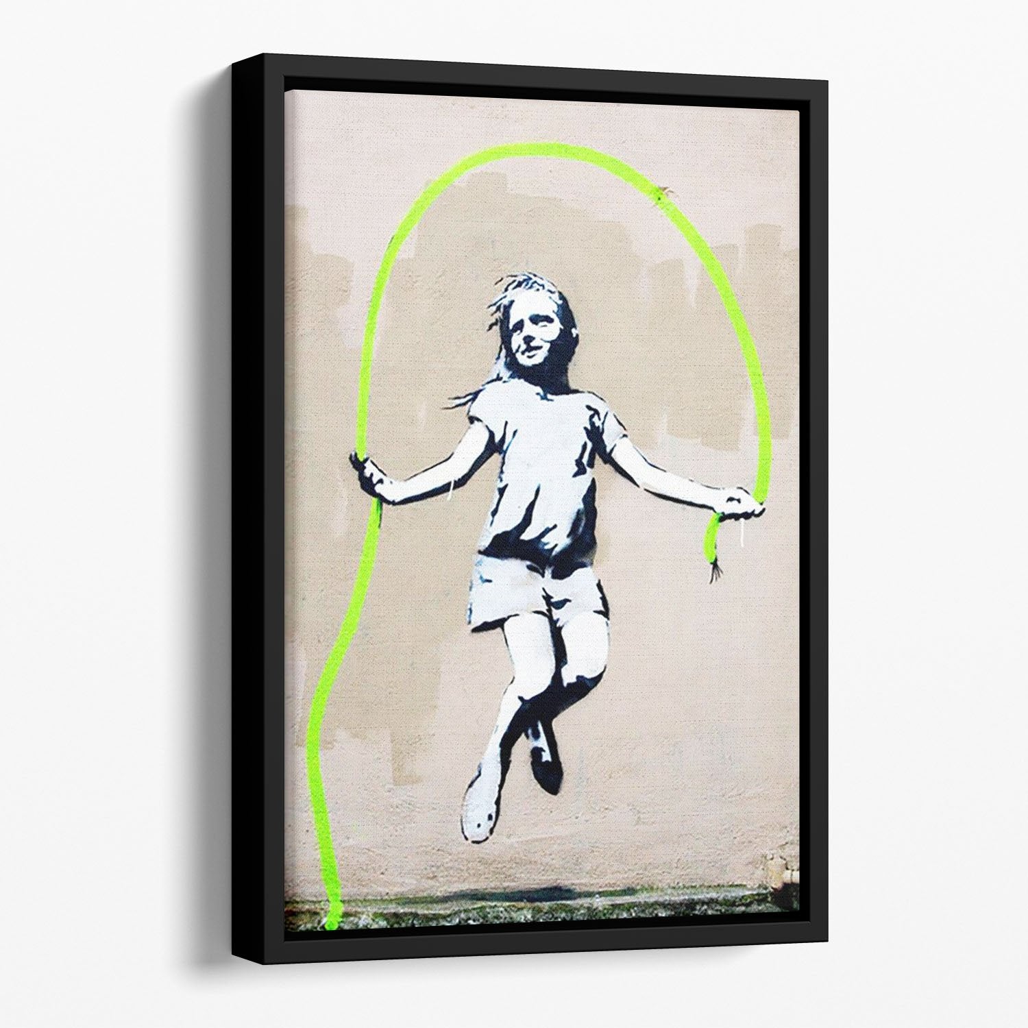 Banksy Girl With Skipping Rope Floating Framed Canvas