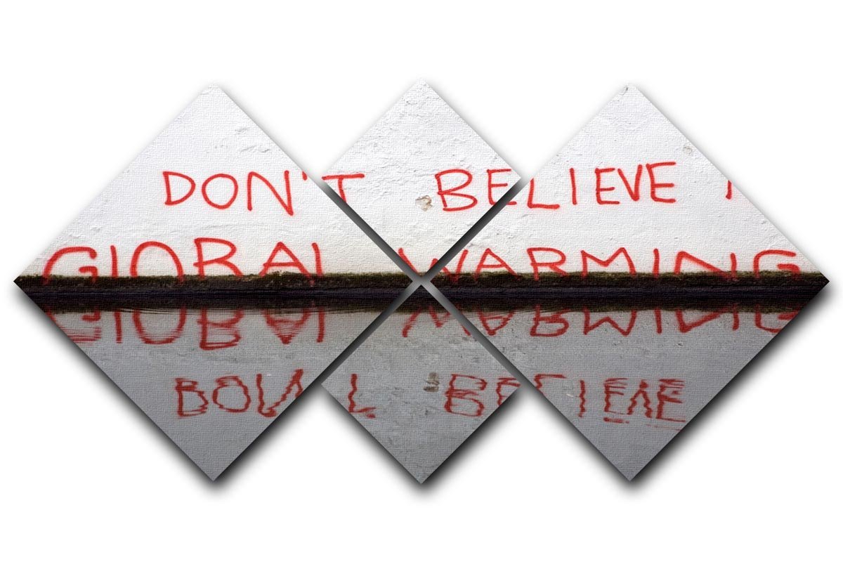 Banksy Global Warming 4 Square Multi Panel Canvas  - Canvas Art Rocks - 1
