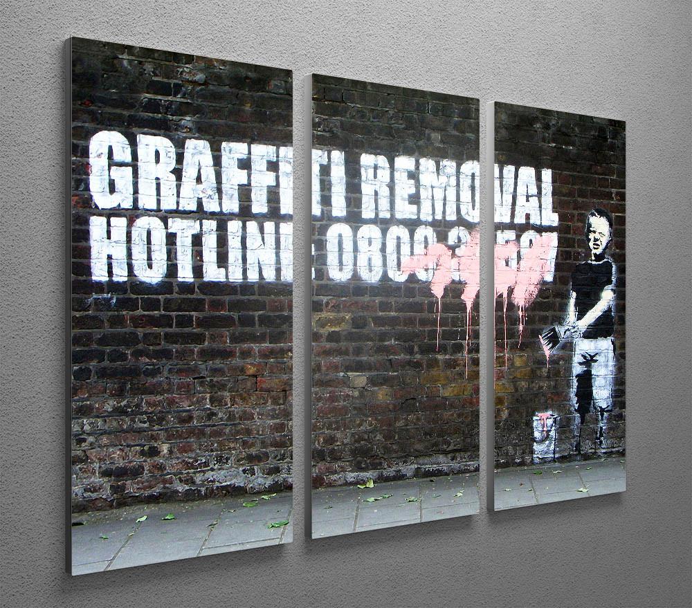Banksy Graffiti Removal Hotline 3 Split Panel Canvas Print - Canvas Art Rocks