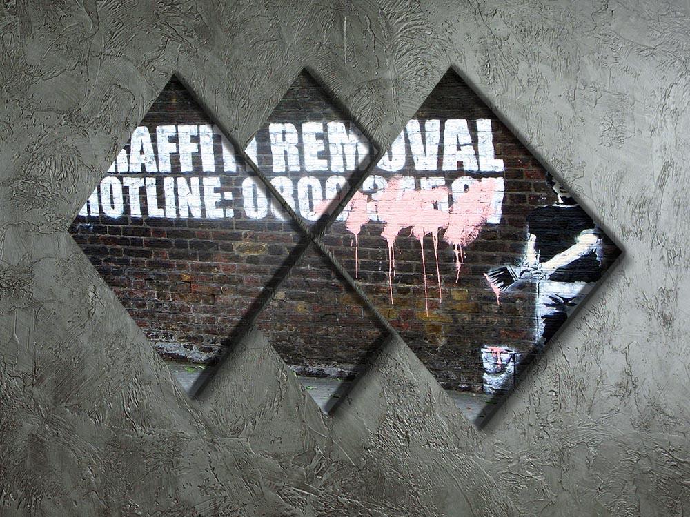 Banksy Graffiti Removal Hotline 4 Square Multi Panel Canvas - Canvas Art Rocks - 2