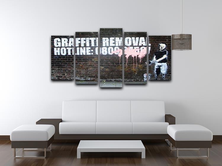 Banksy Graffiti Removal Hotline 5 Split Panel Canvas - Canvas Art Rocks - 3
