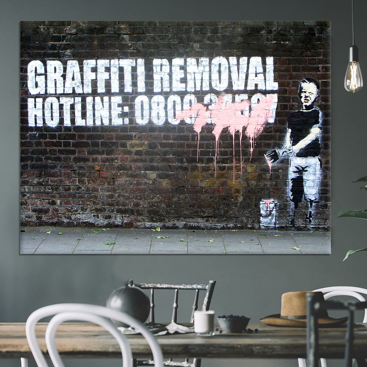 Banksy Graffiti Removal Hotline Canvas Print or Poster