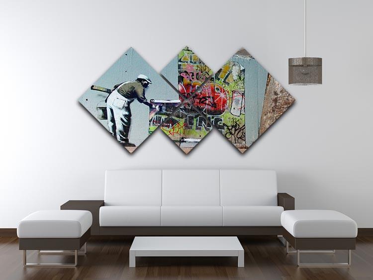 Banksy Graffiti Wallpaper 4 Square Multi Panel Canvas - Canvas Art Rocks - 3