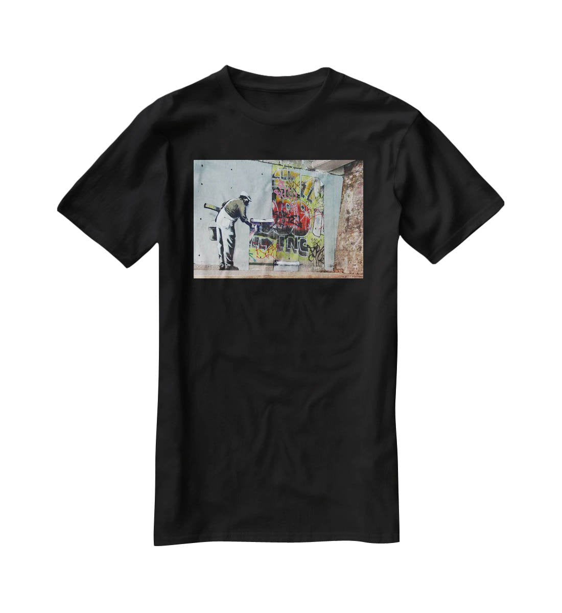 Banksy Graffiti Wallpaper T-Shirt - Canvas Art Rocks - 1