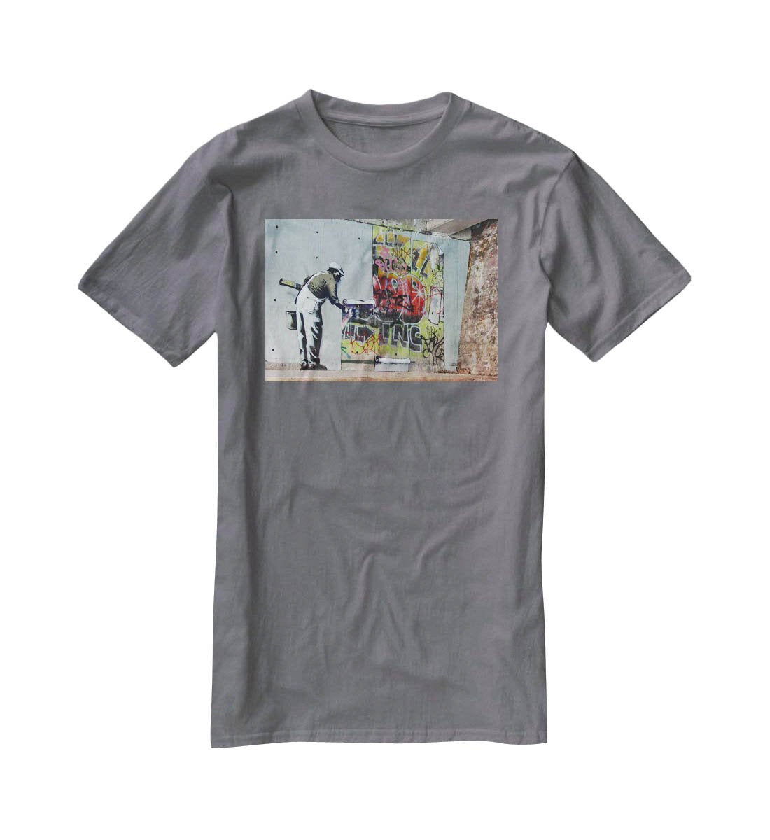 Banksy Graffiti Wallpaper T-Shirt - Canvas Art Rocks - 3