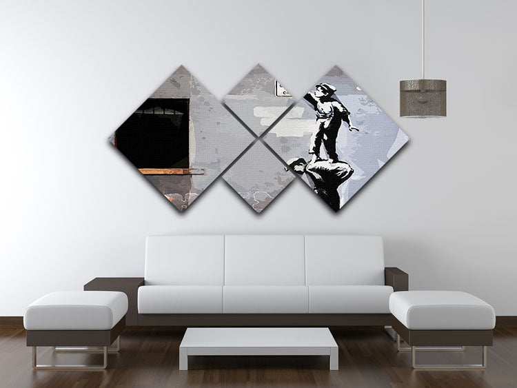Banksy Graffiti is a Crime New York 4 Square Multi Panel Canvas - Canvas Art Rocks - 3
