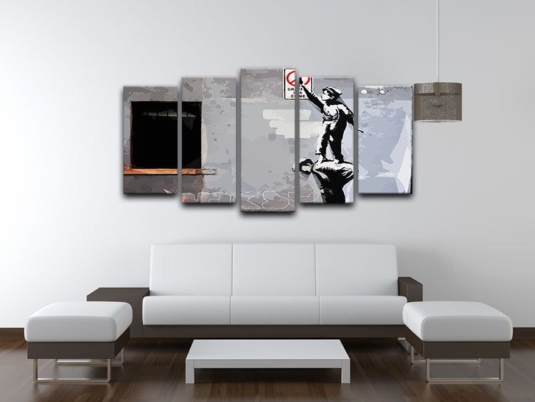 Banksy Graffiti is a Crime New York 5 Split Panel Canvas - Canvas Art Rocks - 3