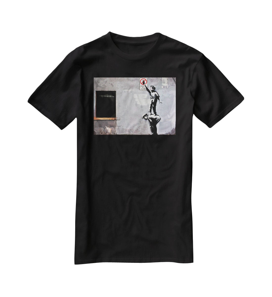 Banksy Graffiti is a Crime New York T-Shirt - Canvas Art Rocks - 1