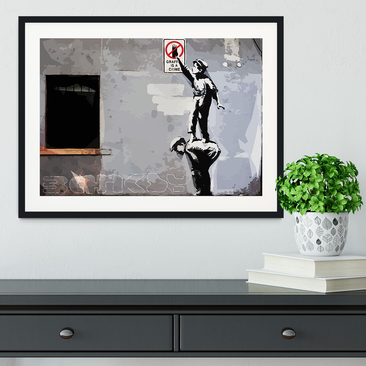 Banksy Graffiti is a Crime New York Framed Print - Canvas Art Rocks - 1