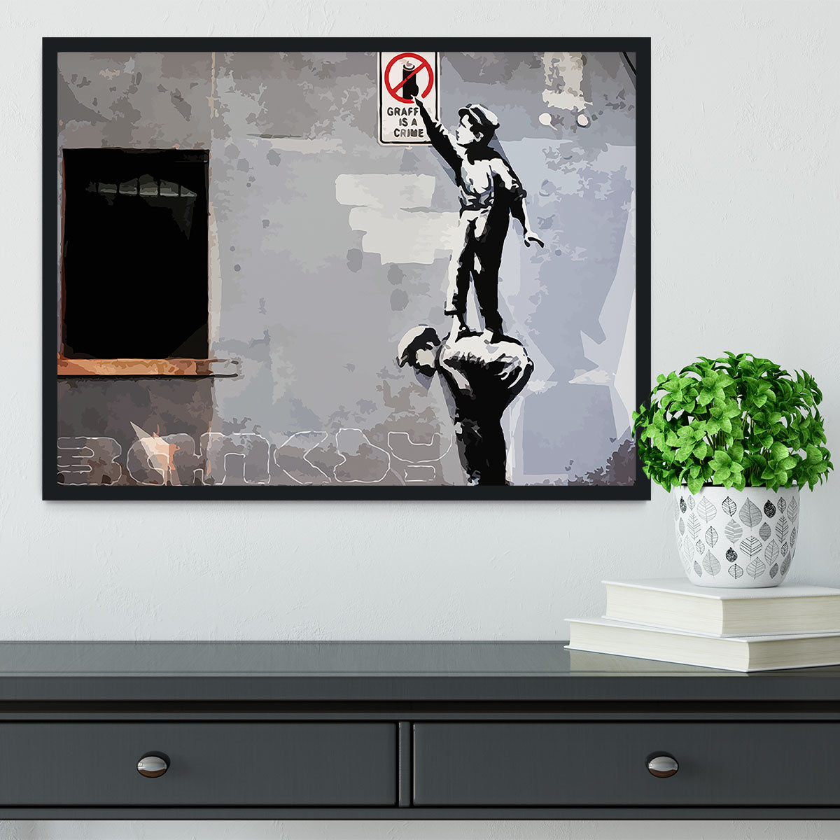 Banksy Graffiti is a Crime New York Framed Print - Canvas Art Rocks - 2