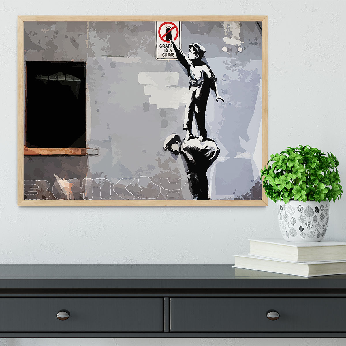 Banksy Graffiti is a Crime New York Framed Print - Canvas Art Rocks - 4