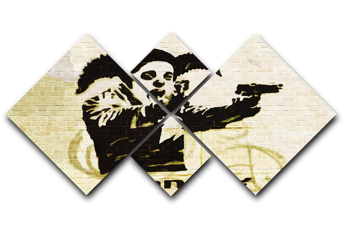 Banksy Gun Toting Clown Bristol 4 Square Multi Panel Canvas - Canvas Art Rocks - 1