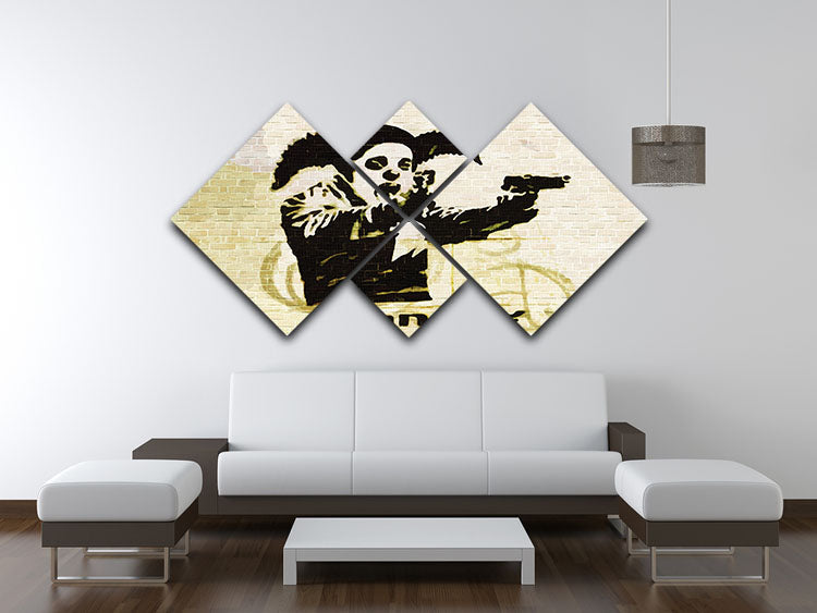 Banksy Gun Toting Clown Bristol 4 Square Multi Panel Canvas - Canvas Art Rocks - 3