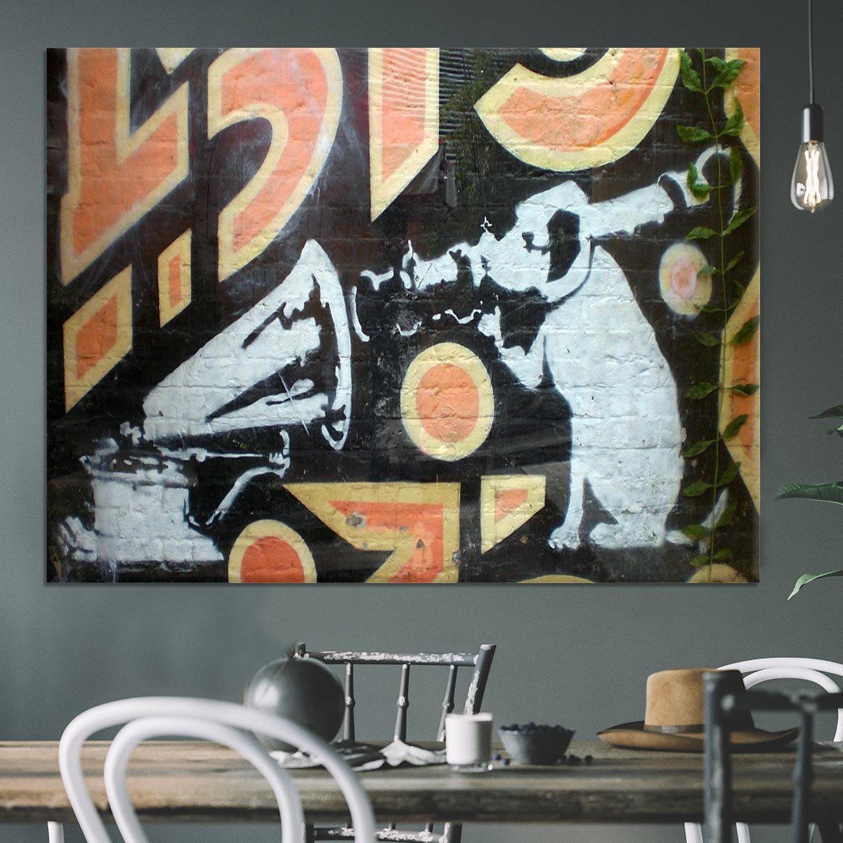 Banksy HMV Dog Canvas Print or Poster