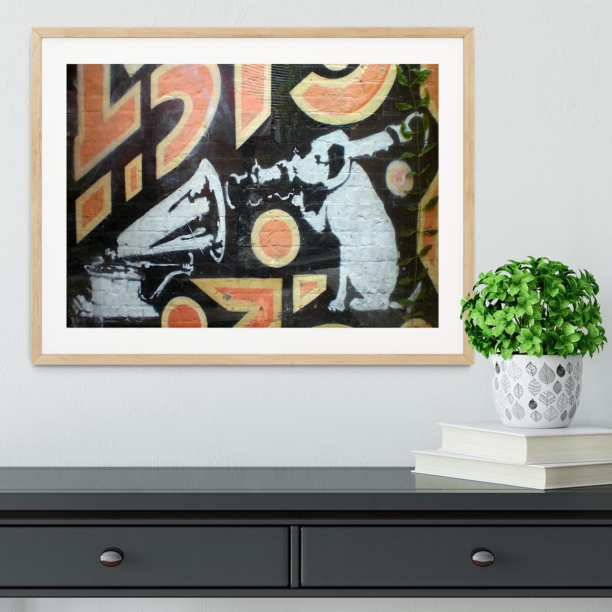 Banksy HMV Dog Framed Print - Canvas Art Rocks - 3