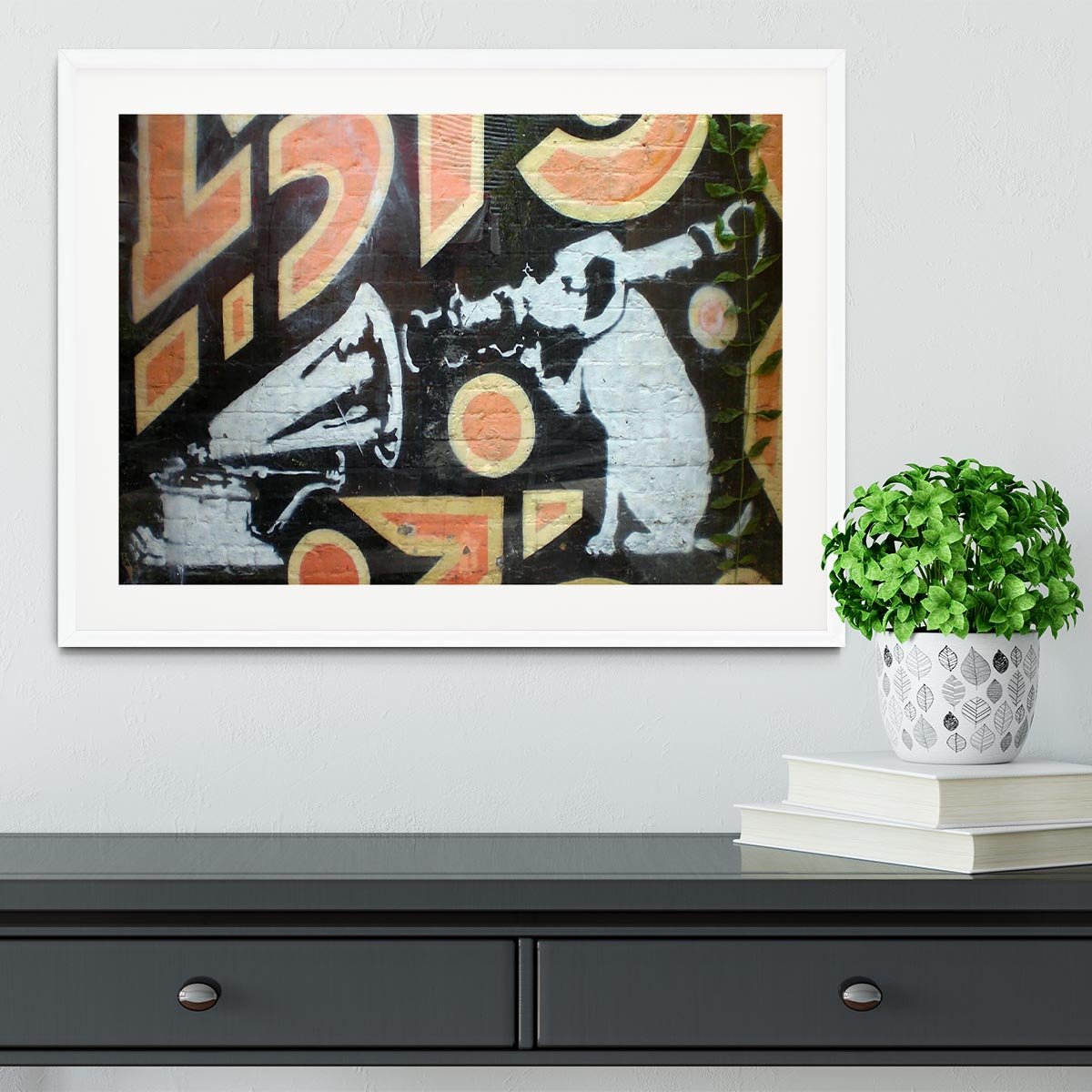 Banksy HMV Dog Framed Print - Canvas Art Rocks - 5