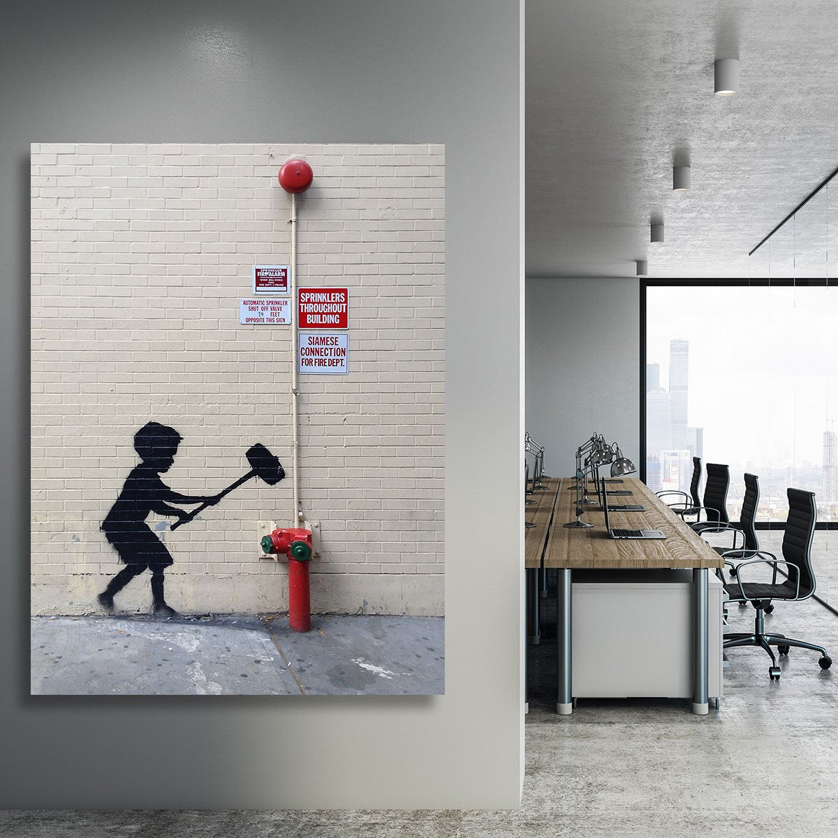 Banksy Hammer Boy Canvas Print or Poster