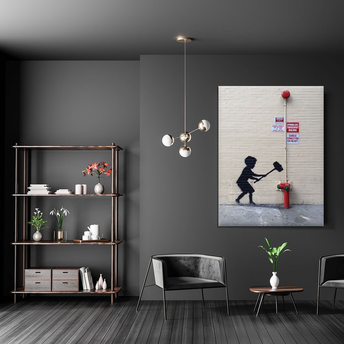 Banksy Hammer Boy Canvas Print or Poster