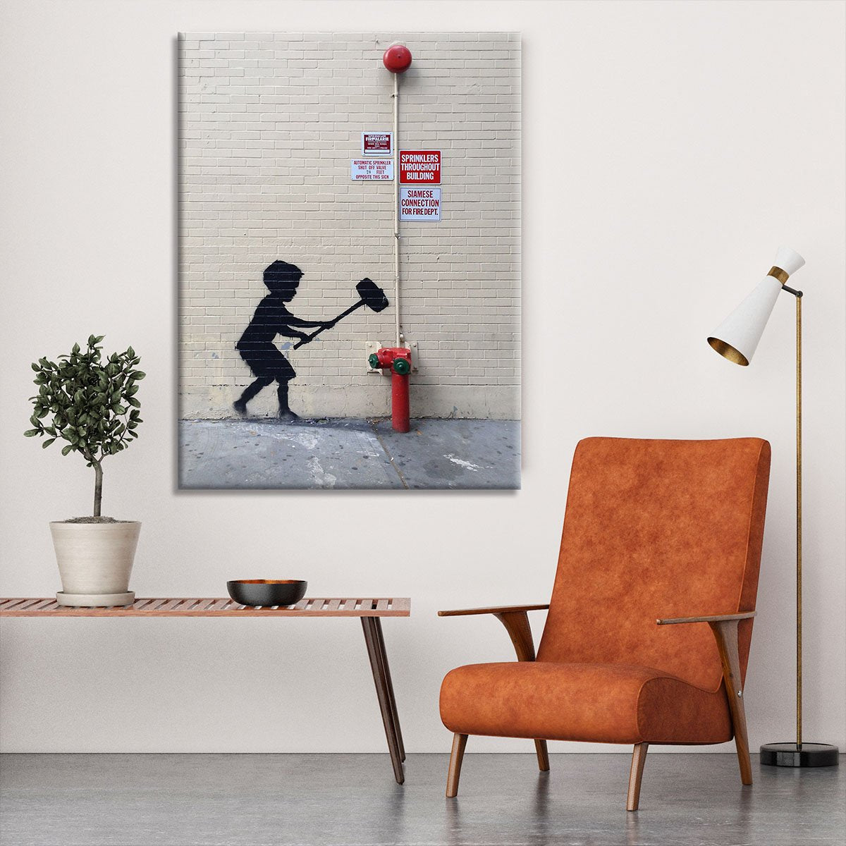 Banksy Hammer Boy Canvas Print or Poster