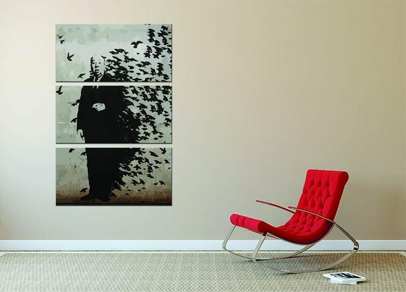 Banksy Hitchcock Birds 3 Split Panel Canvas Print - Canvas Art Rocks - 2