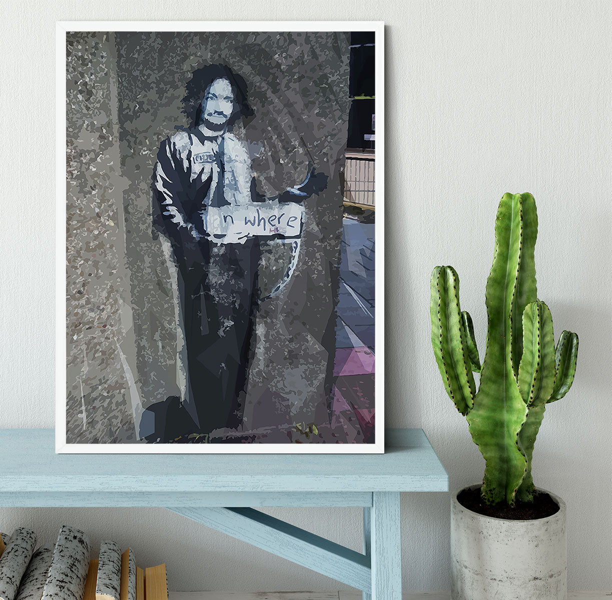 Banksy Hitchhiker To Anywhere Framed Print - Canvas Art Rocks -6