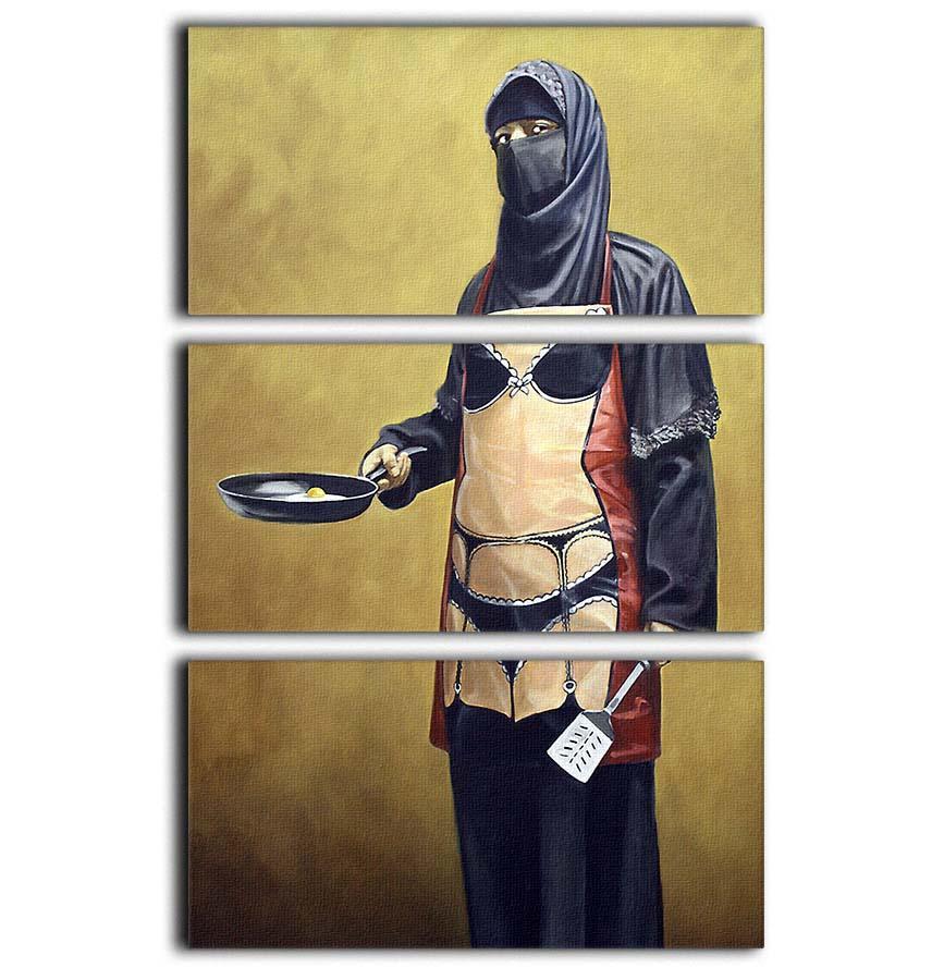 Banksy How Do You Like Your Eggs 3 Split Panel Canvas Print - Canvas Art Rocks - 1