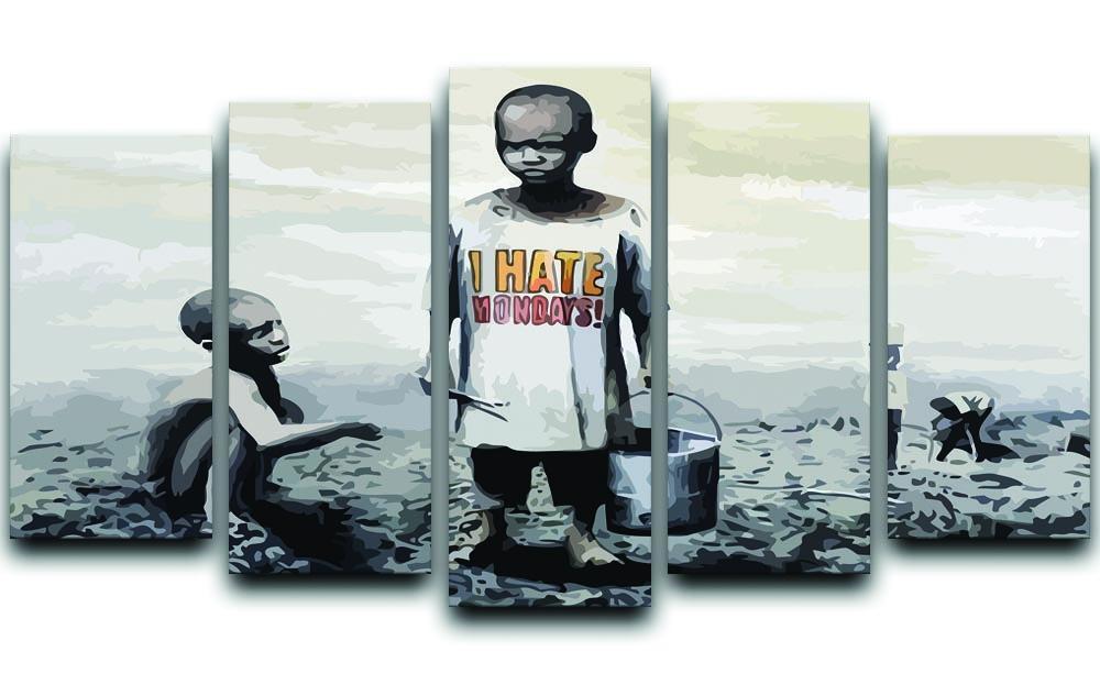 Banksy I Hate Monday 5 Split Panel Canvas  - Canvas Art Rocks - 1