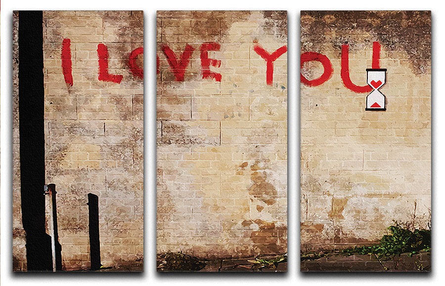 Banksy I Love You 3 Split Panel Canvas Print - Canvas Art Rocks - 1