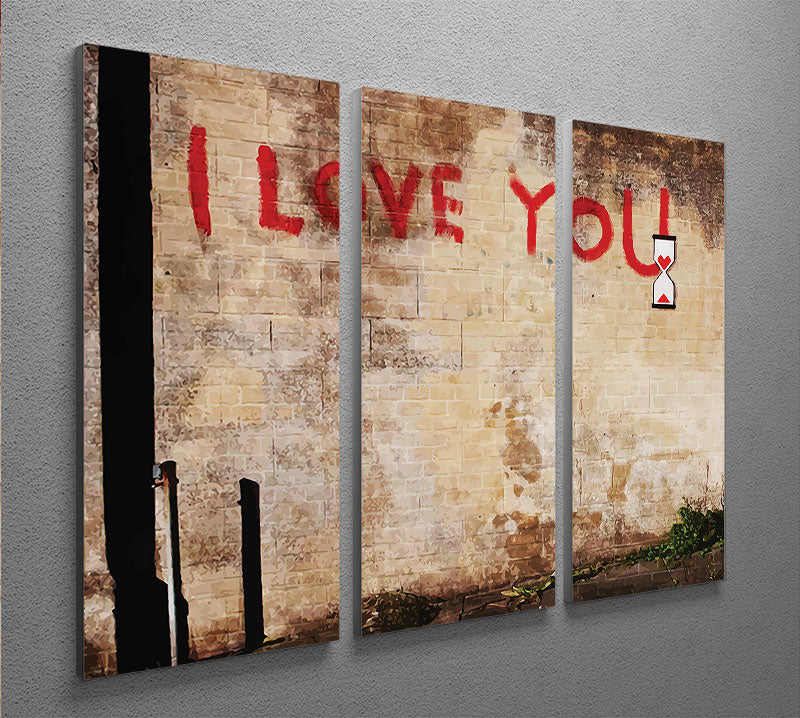 Banksy I Love You 3 Split Panel Canvas Print - Canvas Art Rocks - 2