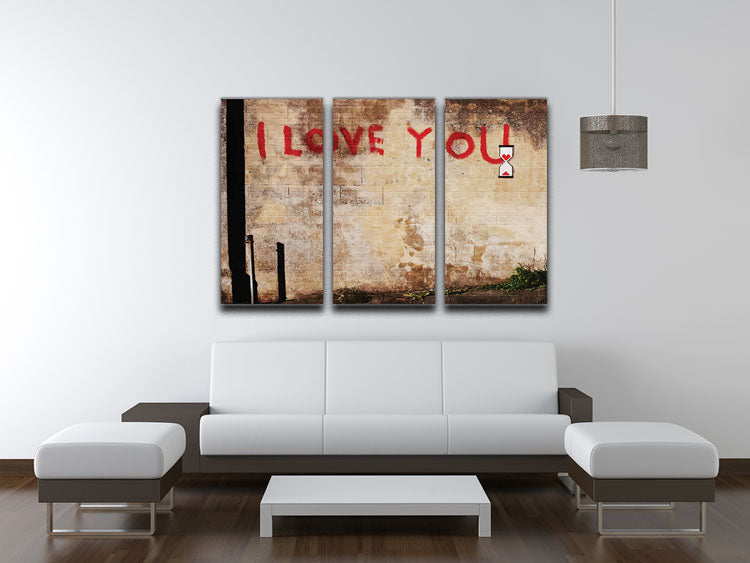 Banksy I Love You 3 Split Panel Canvas Print - Canvas Art Rocks - 3