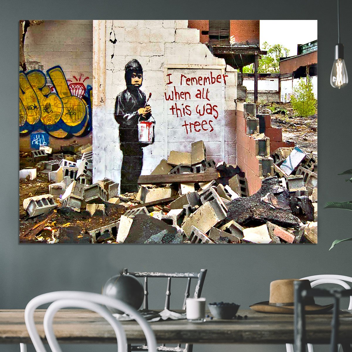 Banksy I Remember When All This Was Trees Canvas Print or Poster
