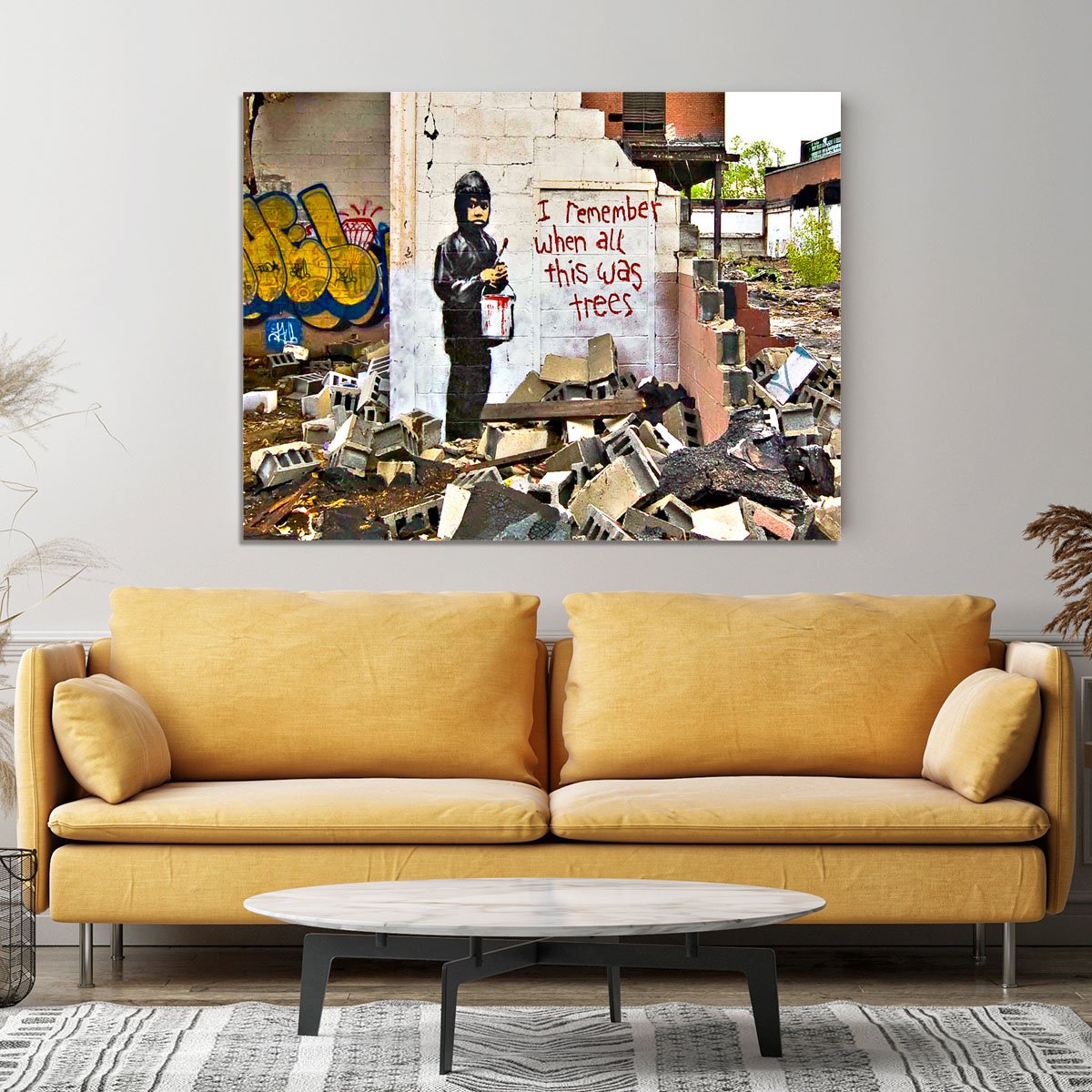 Banksy I Remember When All This Was Trees Canvas Print or Poster
