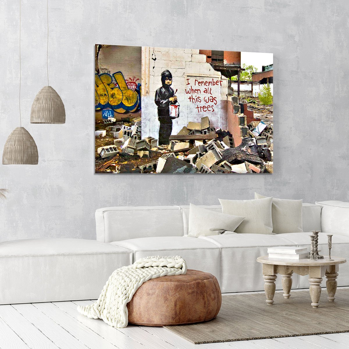 Banksy I Remember When All This Was Trees Canvas Print or Poster