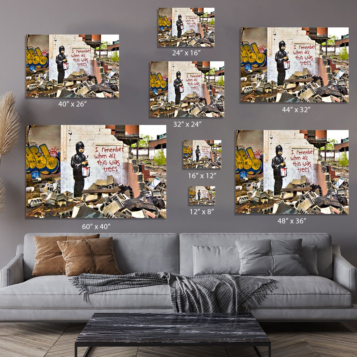 Banksy I Remember When All This Was Trees Canvas Print or Poster