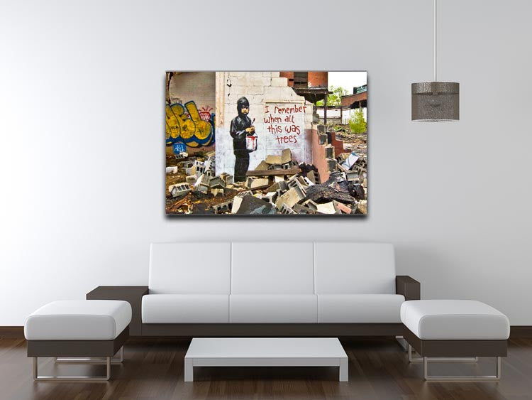 Banksy I Remember When All This Was Trees Print - Canvas Art Rocks - 4