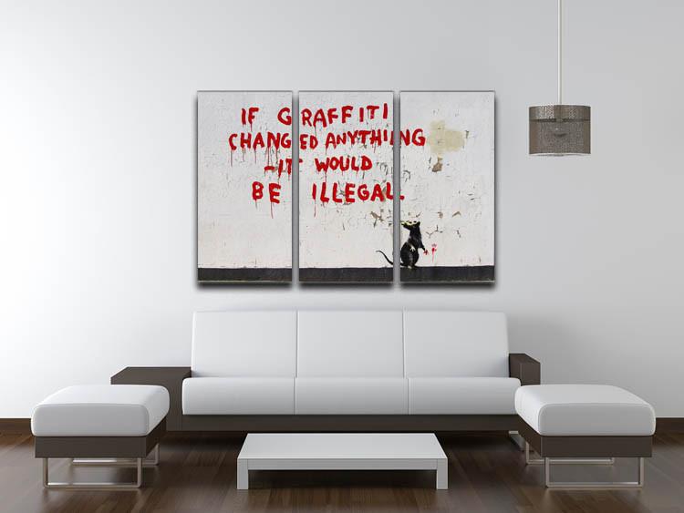 Banksy If Graffiti Changed Anything 3 Split Panel Canvas Print - Canvas Art Rocks