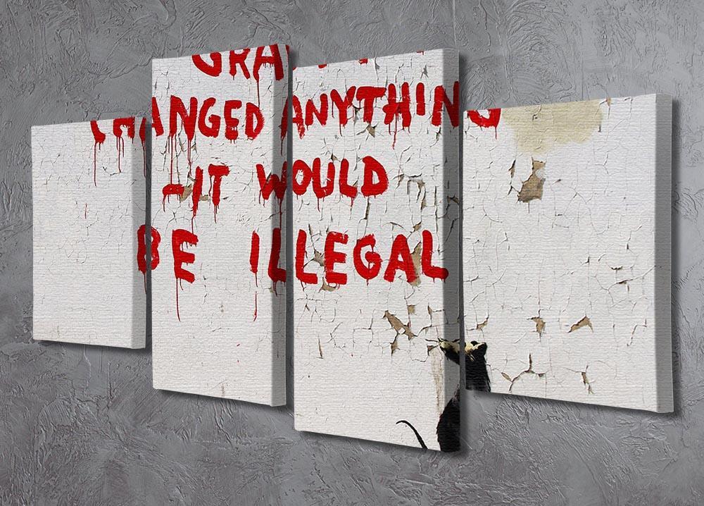 Banksy If Graffiti Changed Anything 4 Split Panel Canvas - Canvas Art Rocks - 2