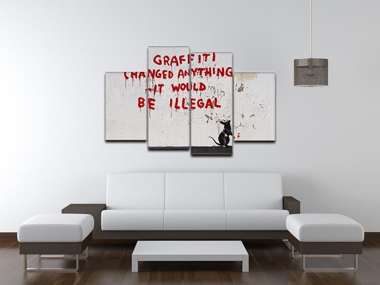 Banksy If Graffiti Changed Anything 4 Split Panel Canvas - Canvas Art Rocks - 3