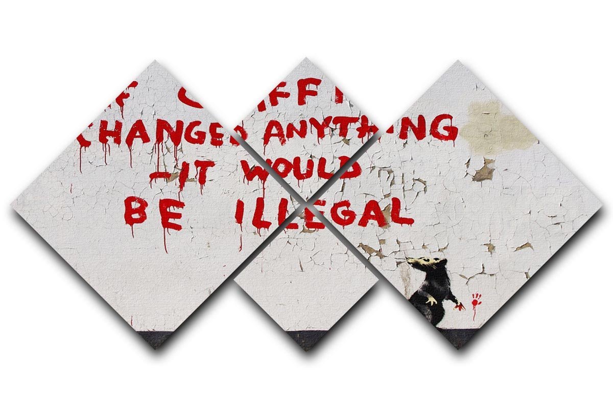 Banksy If Graffiti Changed Anything 4 Square Multi Panel Canvas  - Canvas Art Rocks - 1